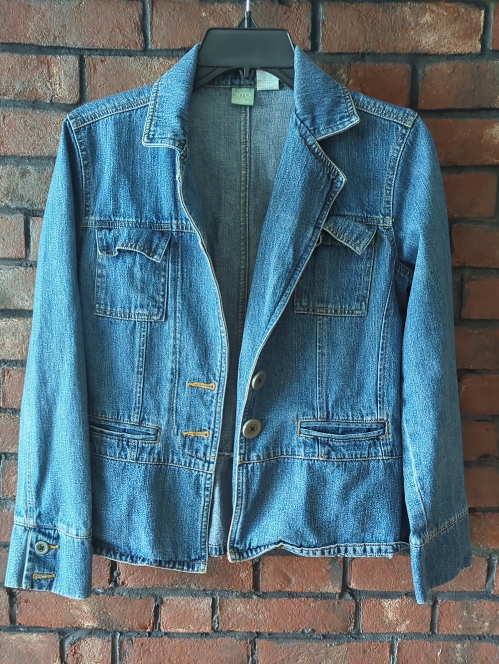 Denim Blazer Jacket in Medium Blue